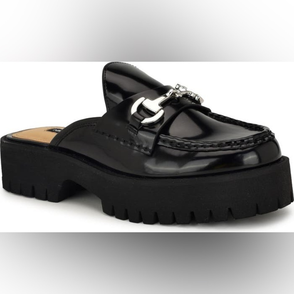 Nine West Blk Platform Mules Sz 7